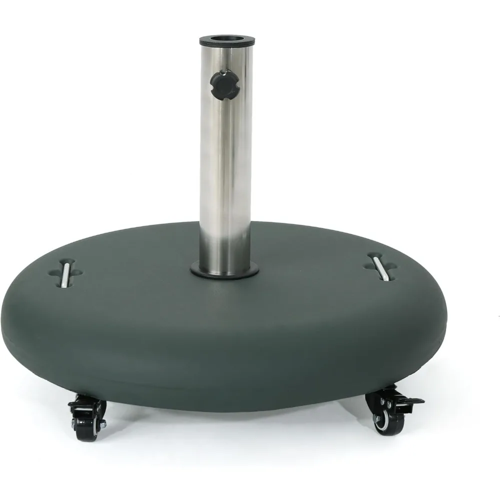 

Christopher Knight Home Hayward Открытый бетонный круглый зонт 80 фунтов с ручкой из нержавеющей стали, зеленый