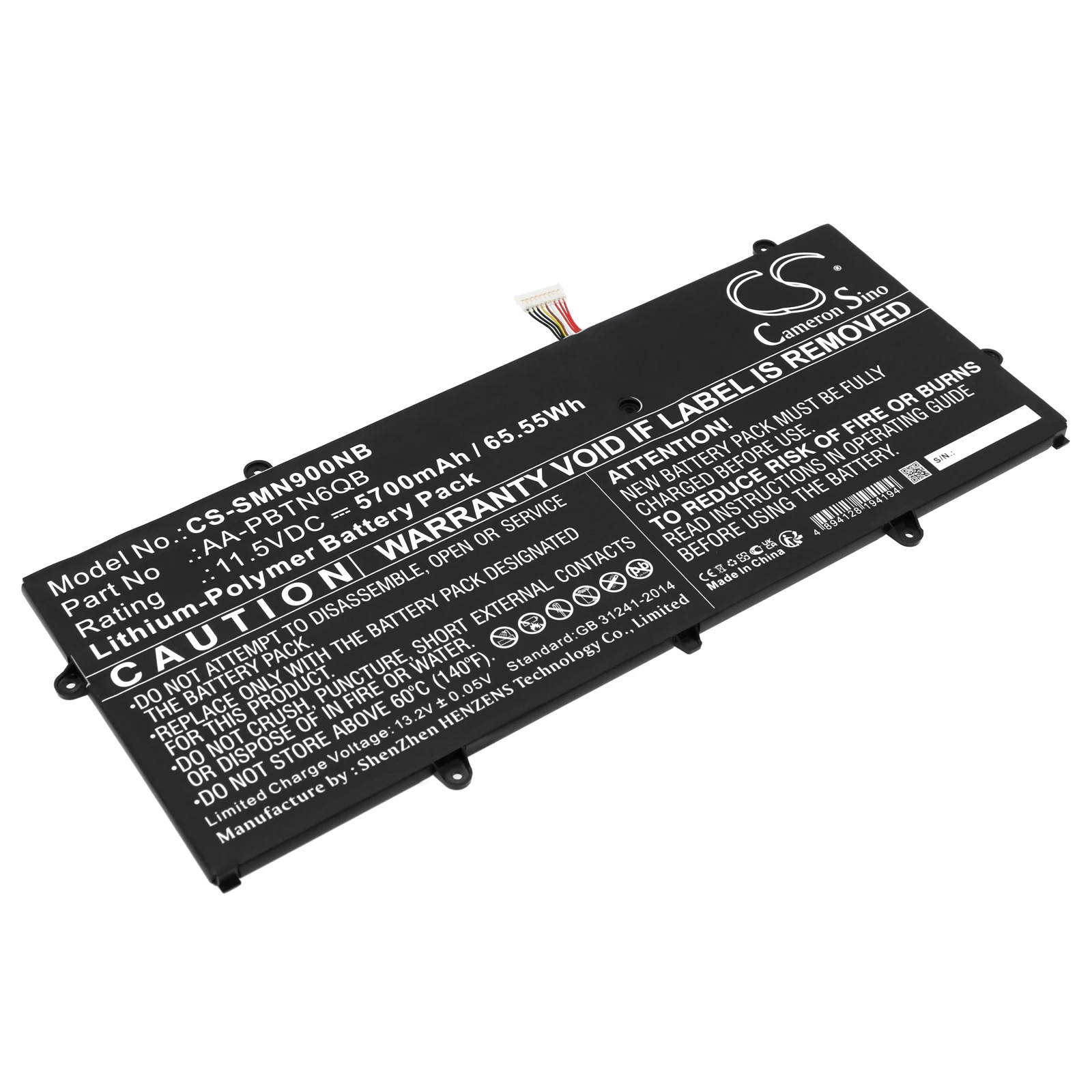 Replacement 11.5V 5700mAh Notebook Laptop Battery AA-PBTN6QB for Samsung Notebook 9 NP900X5N NT900X5N-K29S K59W L38W L37L K39W