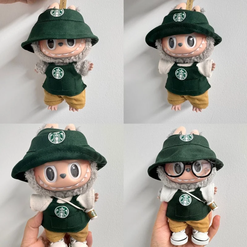 

For 17cm Labubu Baby Clothing Coffee Blind Box V1 V2 V3 Working Clothes Clothes Replacement Fashion Retro Delicate suit