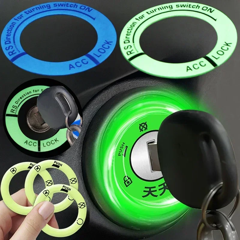 Luminous Night Car Ignition Key Ring Stickers Key Switch Ring Cover Circle Hole Motorcycle Decoration Sticker