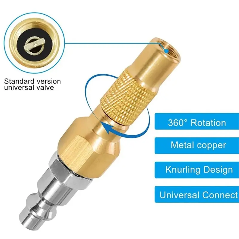 Heavy-Duty Screw-On Inflator Nozzle Kit Solid Brass Air Chuck For Pool Floats, Air Mattress & Boats