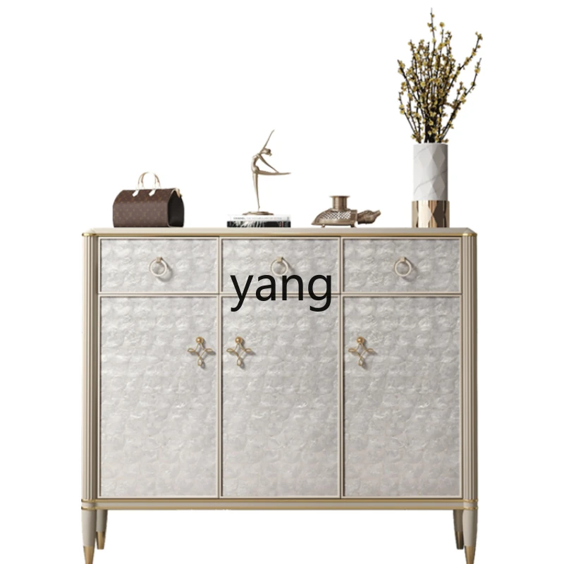 

lmm Affordable Luxury Style Shoe Cabinet Home Doorway Large Capacity Solid Wood Locker