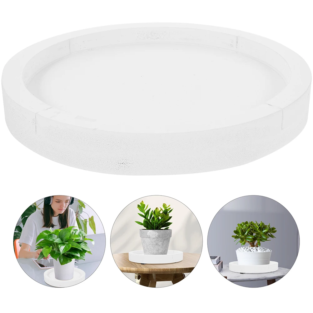 

Round Flower Pot Tray White Decorative Saucer for Home Planter Base Thickened Reusable Cementlike Vanity Water