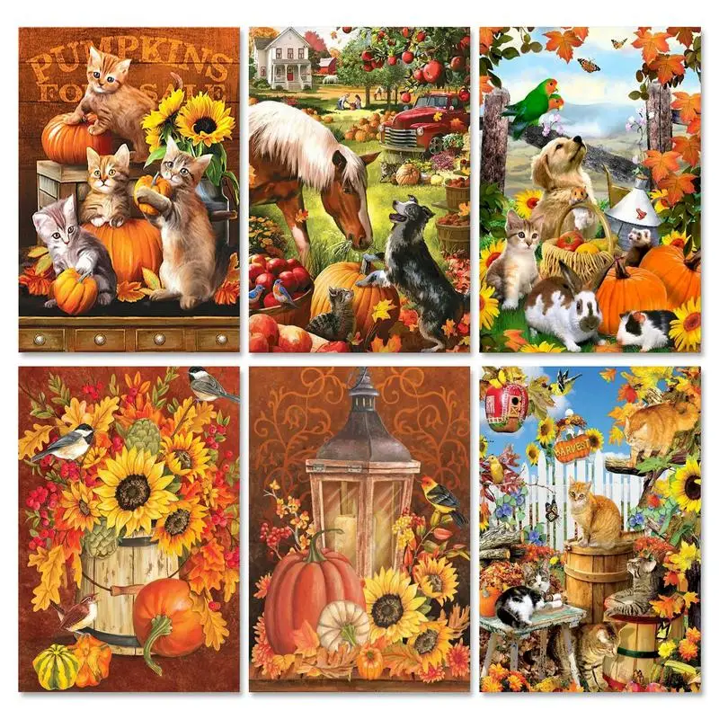 

GATYZTORY Diy Painting By Numbers Kits Pumpkin Animals Picture Drawing Coloring By Numbers Handicrafts For Home Decoration