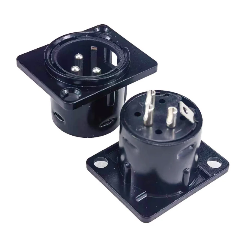MW Audio 8 Stück 3-Pin XLR Stecker, Schwarzer Metall-Quadrat-Mikrofonanschluss zur Panelmontage für Mischpulte – Detail 3