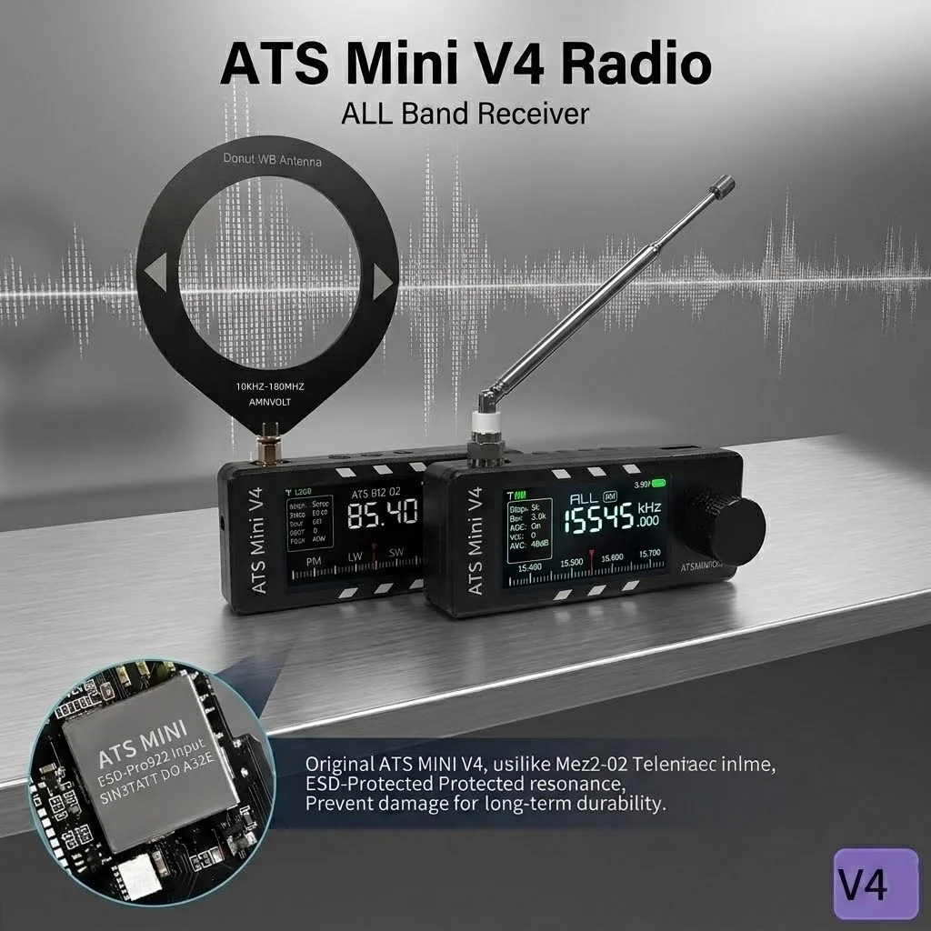 Enhanced AMNVOLT V4 ATS MINI SI4732 All Band DSP Radio Receiver, FM AM SSB LSB USB, Built-in Hi-Z Headphone Amplifier Circuit