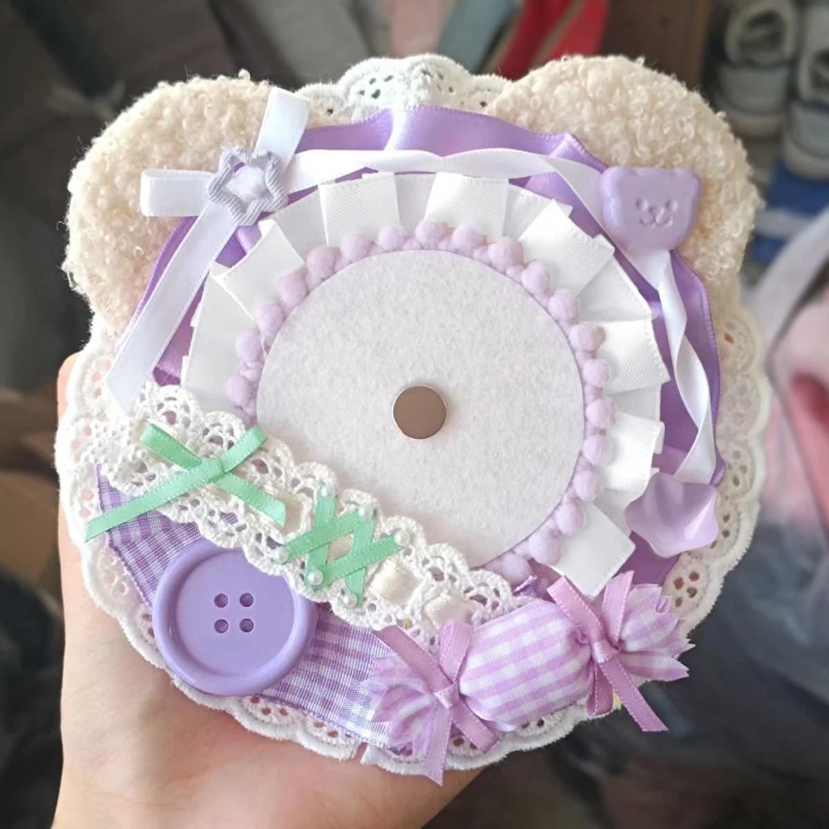 Bear Ear Badge Display Tray Handmade Badge Holder Itabag Decoration Anime Pin Display Accessory Rosette Pin Base Badge Ornament Collectible Pin Display Fan Merchandise Badge Decor Rosette Tray