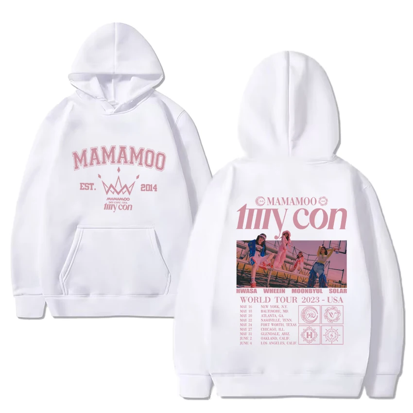 2024 Kpop Mamamoo group music Tour felpa con cappuccio nera New Men Women Fashion Y2k felpa Unisex Casual Fleece pullover a maniche lunghe