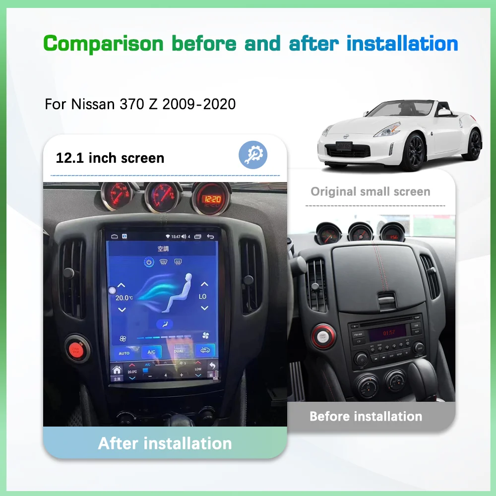 12.1Inch For Nissan 370 Z 2009-2020 Car Multimedia Video Player GPS Navigation Radio Android13 8Core 8+256 Carplay 4G 360 camera