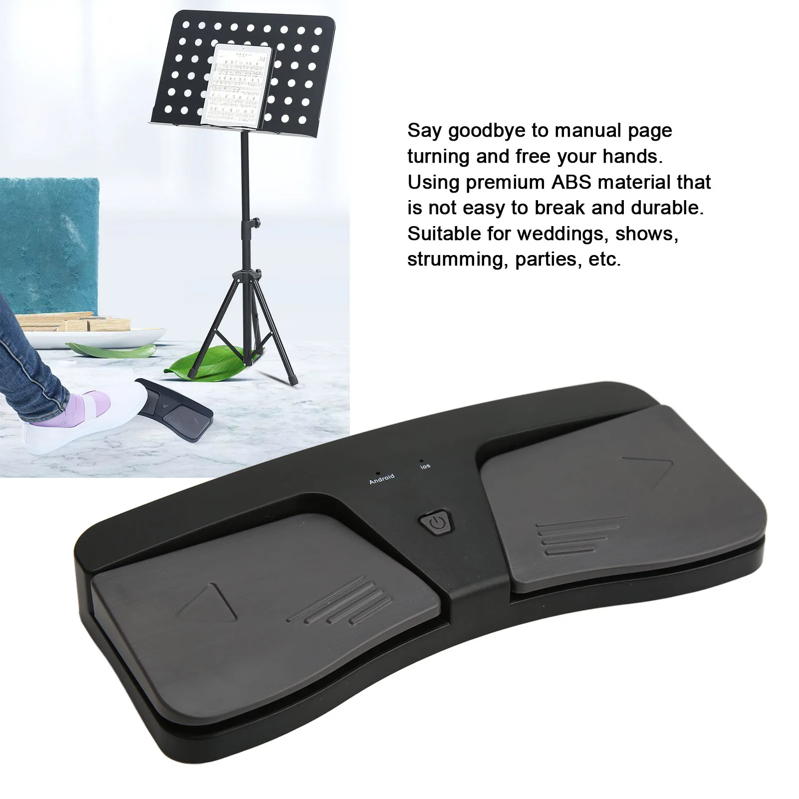 Music Page Turner Wireless Score Turning Foot Pedal ABS Accessory for Playing Performance Page Turner Pedal Wireless Page Turner