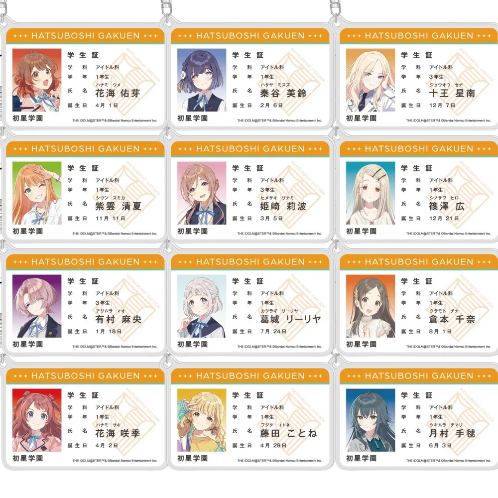 Guo Xiao Luo periférico de animé tienda Gakuen iDOLM @ STER estilo de identificación de estudiante Misuzu Hataya Sena Juo llavero acrílico colgante Decoración