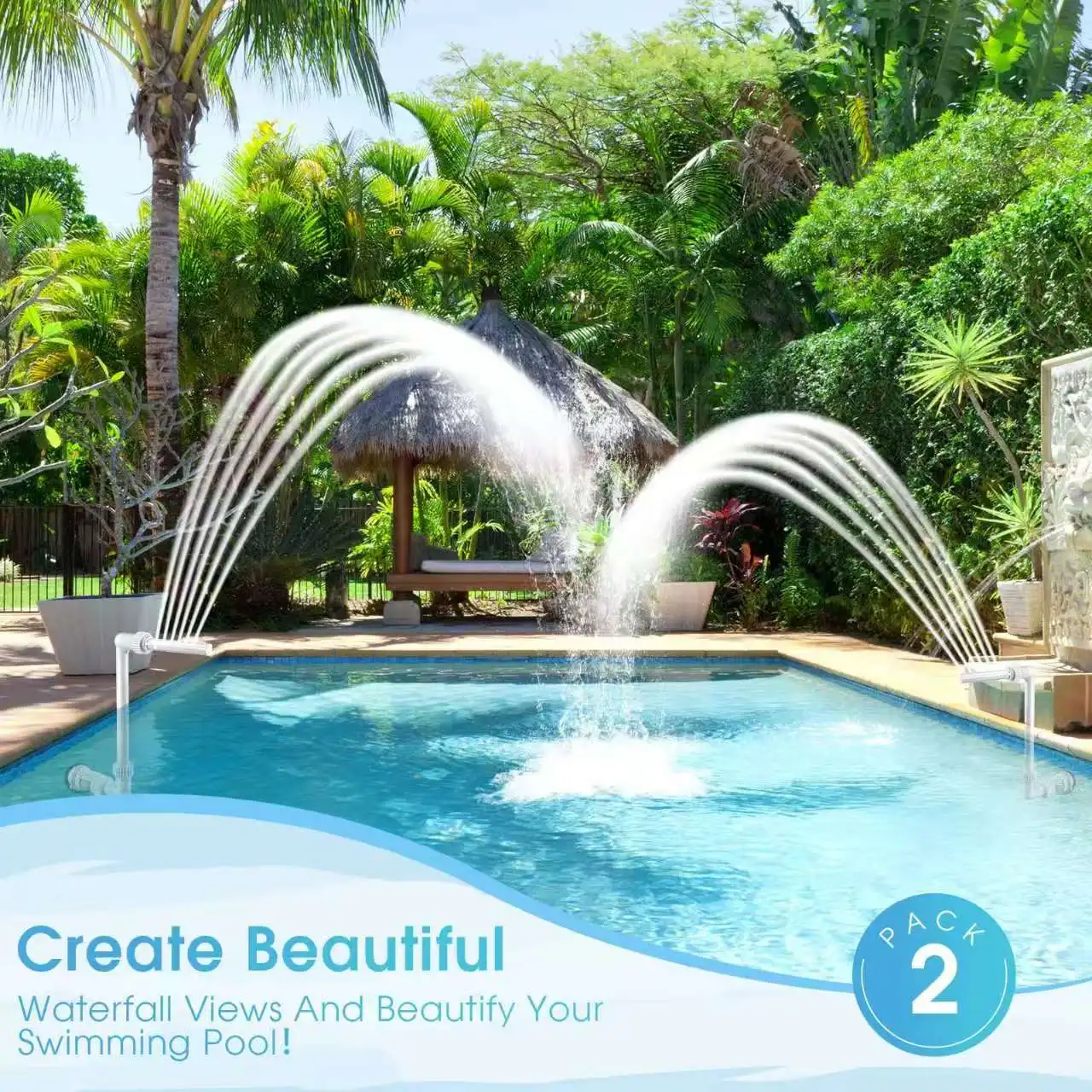 Swimming Pool Waterfall Fountain Kit Water Spay Pools Spa Decorations Easy Install Swimming Pool Accessories