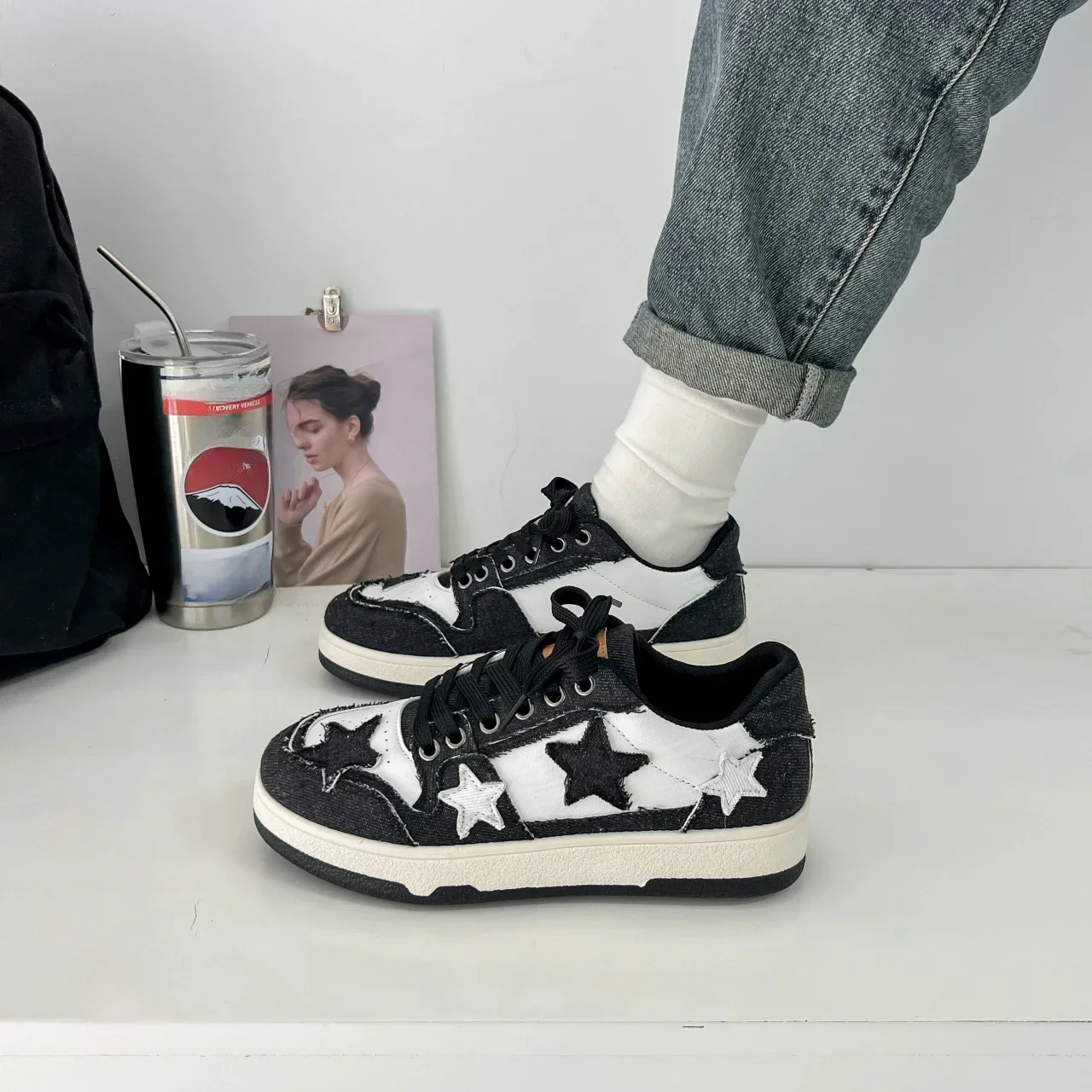 2024 Spring and Autumn Fashion New Comfortable Breathable Platform Lace-up Round Toe Sports Shoes Zapatos Mujer