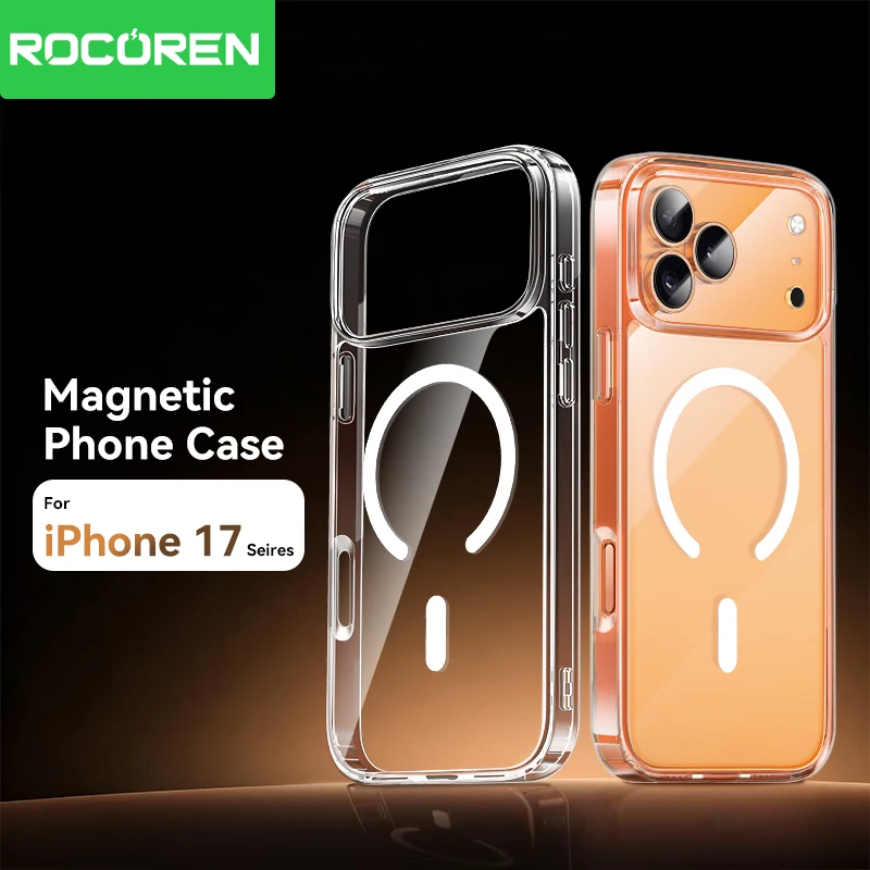 Rocoren Klare magnetische Hülle für iPhone 17 Pro 17, Air Wireless Charging Case für iPhone 17 Pro Max, hohe, leichte, transparente Abdeckung