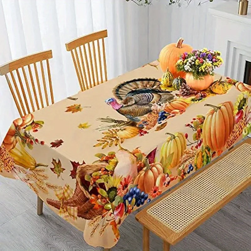 Thanksgiving Türkei Rechteckige Tischdecken Herbst Kürbis Blumen Ahornblatt Tischdecke Küche Urlaub Party Esstisch Dekor