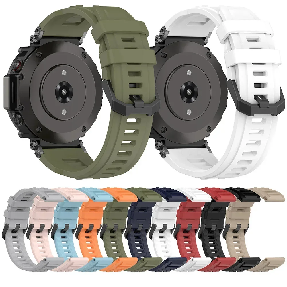 Silicone Watch Band Strap For Amazfit T-Rex Ultra Waterproof Adjustable Replacement Watch Strap Sweatproof Thickened Wristband