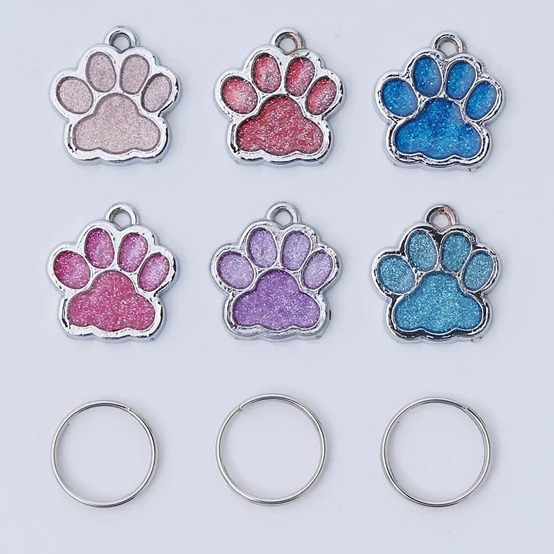 

3pcs Dog Tags Puppy Pet ID Name Collar Tag Pendant Engraved Cat Pet Accessories Bone&Paw Glitter Random color