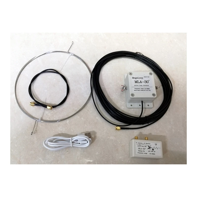 MLA-30 + Plus antena penerima aktif cincin 0.5-30MHz antena Loop SDR kebisingan rendah Radio gelombang pendek Medium (3.5mm)