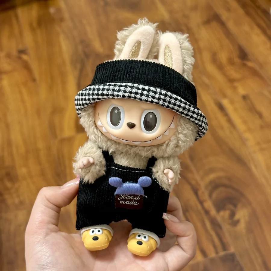 17Cm Mini Pluche Pop Kleding Outfit Accessoires Voor Korea Kpop Labubu Idol Zitten Party V1 V2 Herfst Onesie Hoed set kleding