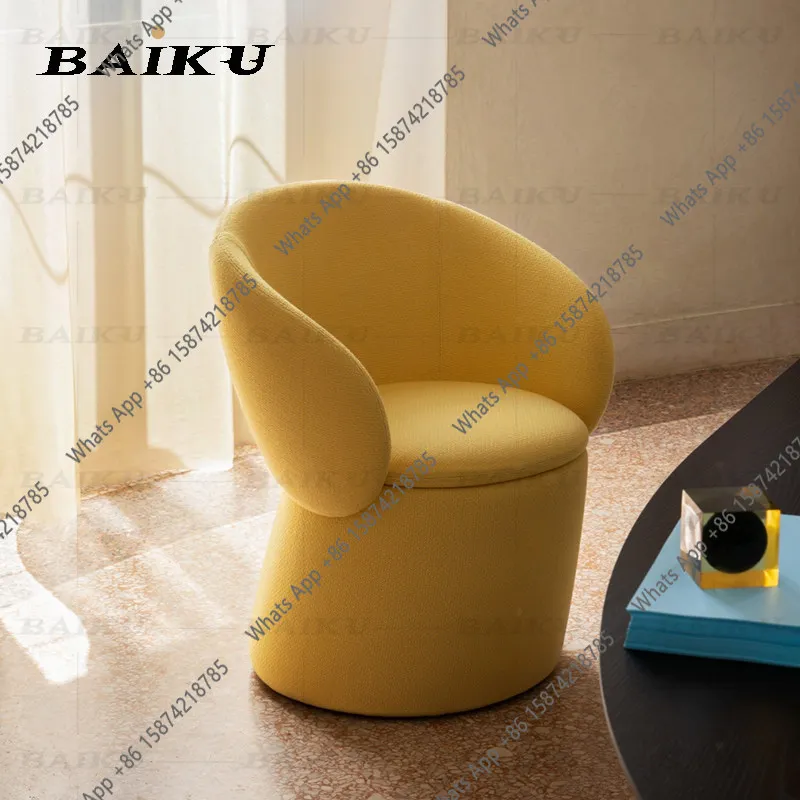 Nordic solid wood dining chair, living room, home striped fabric, single chair, B&B café, dining chair, cream style