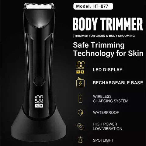 Ball Trimmer, Groin Hair Trimmer for Men, Waterproof Ball Shaver, USB Recharge Dock Replaceable Ceramic Blade, Male Hygiene Razo
