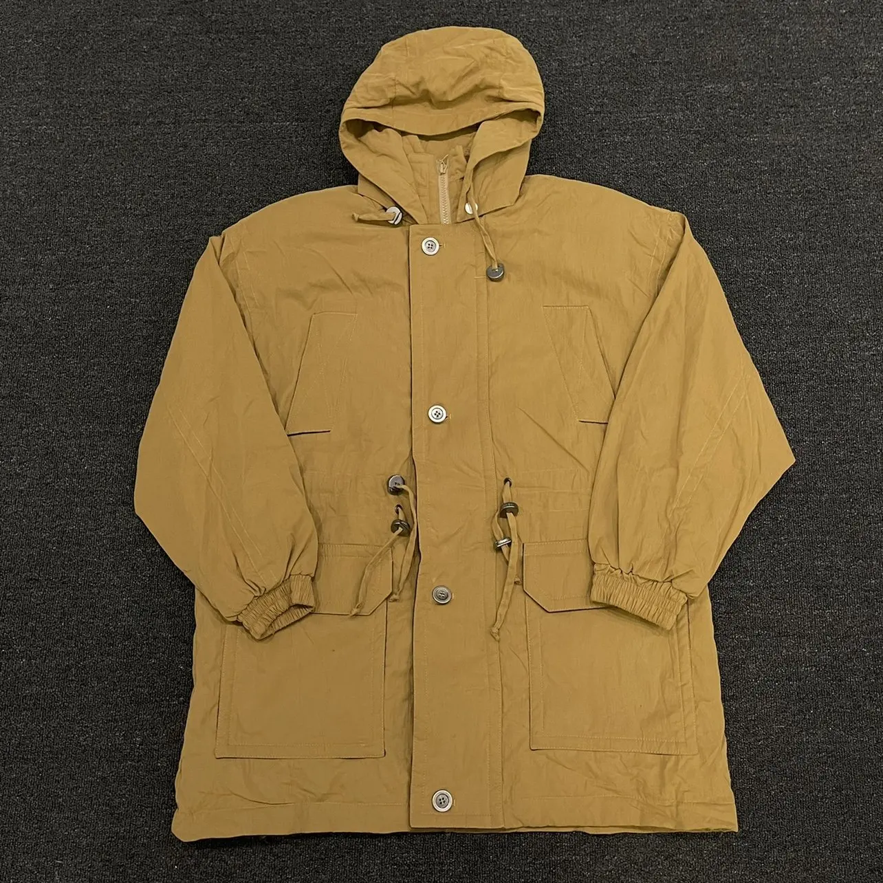 

Retro Street Yellow Workwear Zipper Long Sve American Sle Jaet Men's Coat Loose Fit Autumn Winter Faion Outerwear