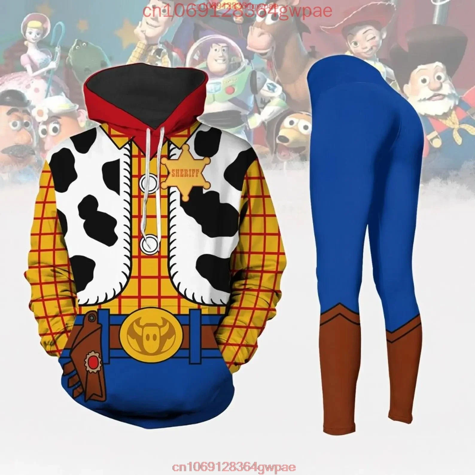 Toy Story Woody Buzz Lightyear And Jessie Hoodie and Leggings Women's Set Disney Hoodie Yoga Pants Set Fashion Tracksuit Set