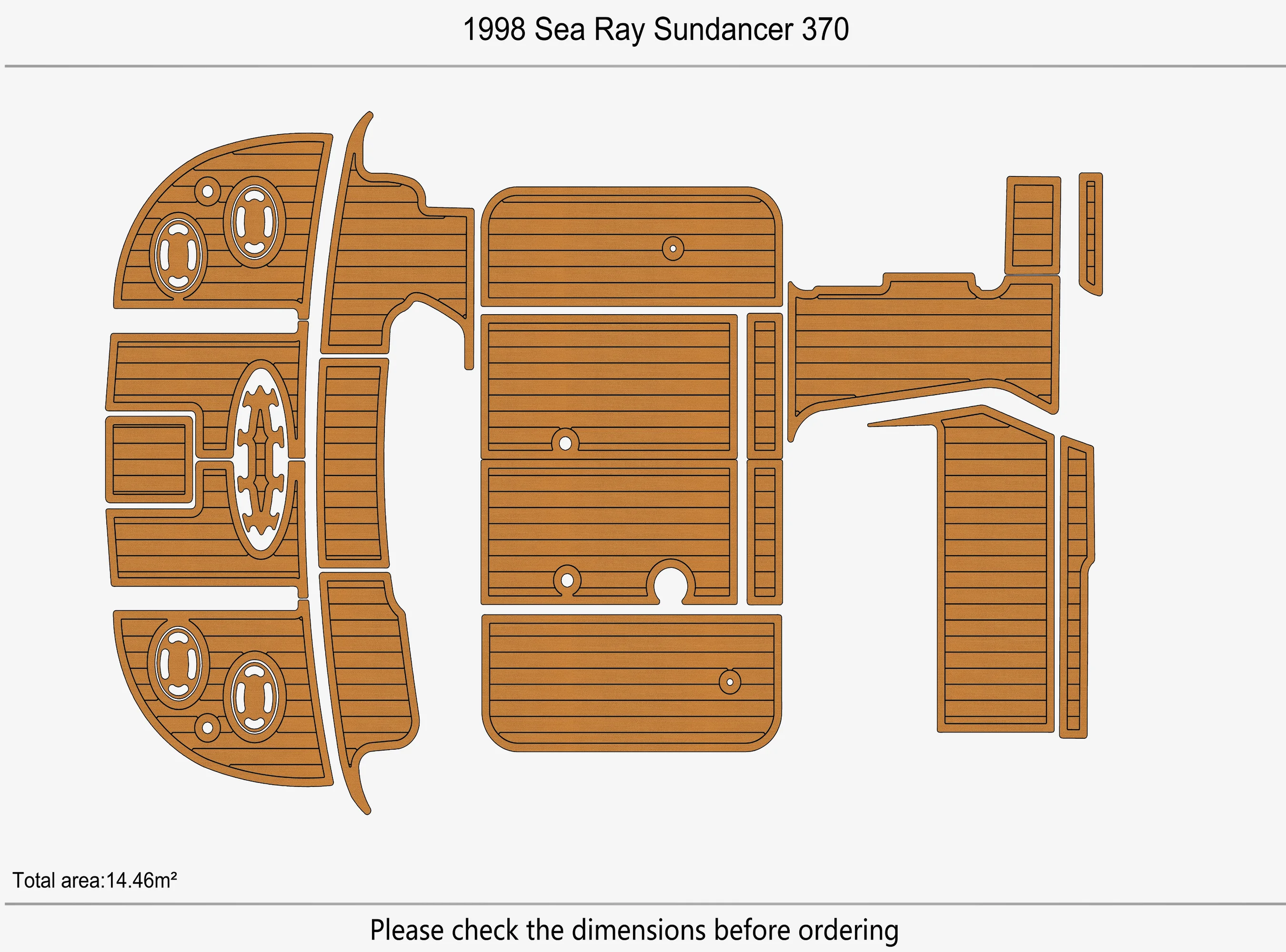 Anti-Skid EVA Faux Teak Self-Adhesive 6mm Boat Decking Pad for 1998 Sea Ray 370 Sundancer Yacht Cockpit Durable Marine Flooring