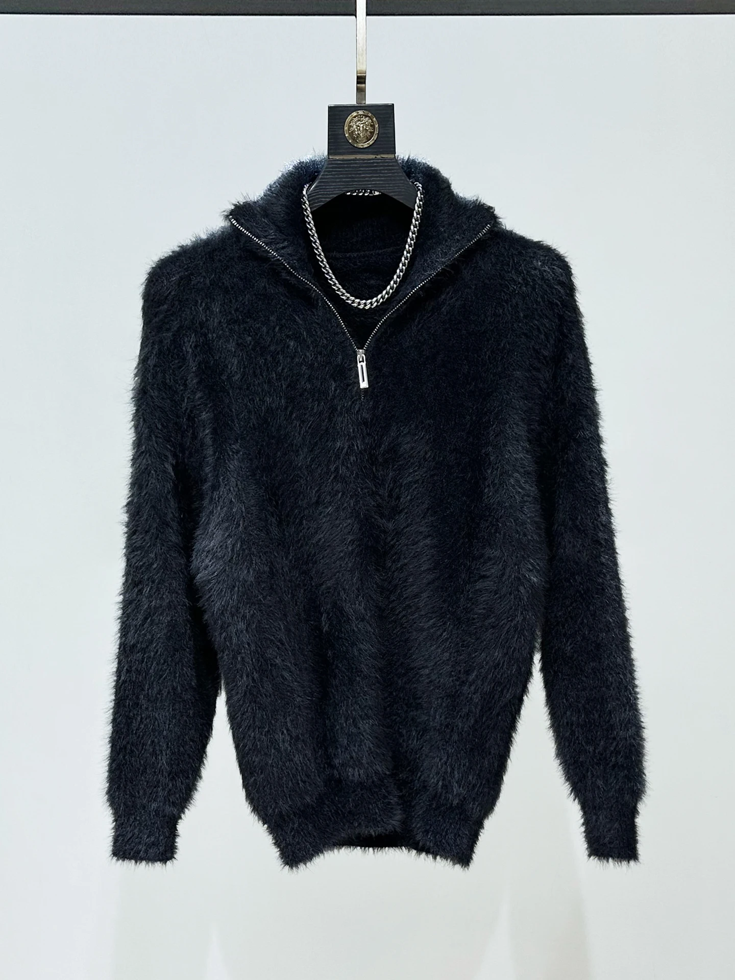 

Original Korean Sle Lazy f Zip High Ne Sweater Men's Autumn Winter Warm Knitted irt High End Feeling Inner Wear