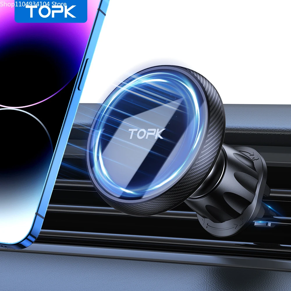 

TOPK для автомобильного держателя телефона Magsafe, мощный магнетизм, высокое качество, металлический крючок для одной руки, магнитное автомобильное крепление для телефона