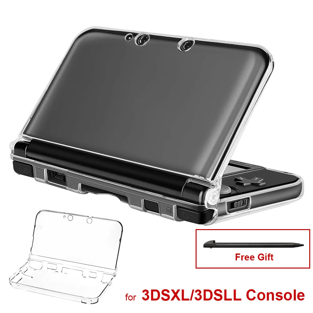 Protective Clear Crystal Hard Guard Case Cover Skin Shell for 3DS XL/3DS LL Console W/ Stylus