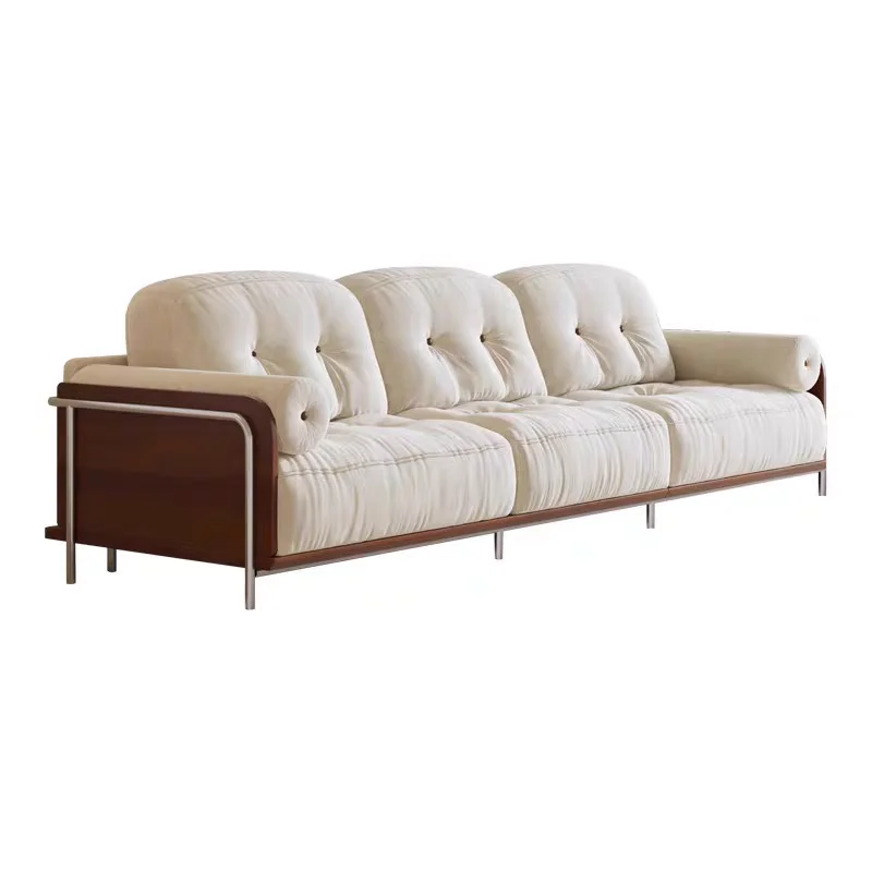 

&c Sofa French Retro Cloud Chenille Solid Wood Sofa Designer Small Space Straight Sewn Fabric Living Room Sofa