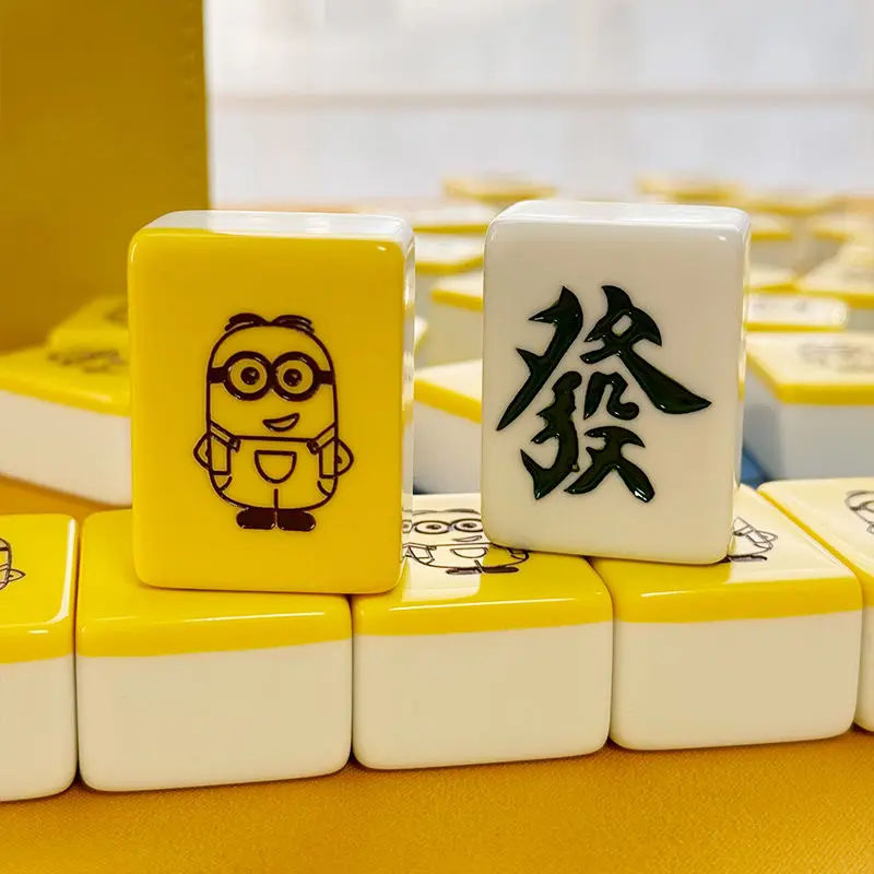 Despicable Me Minions Cartoon Cute Hand Rubbing Mahjong Creative Kawaii Family Party Entertainment Toy 40 42 Mahjong Set Gift