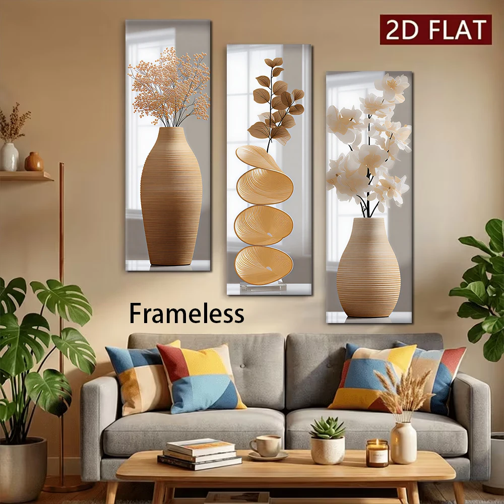 1 set of new Chinese Zen inspired vase wall stickers, modern and minimalist living room entrance hallway home wall decoration 2D