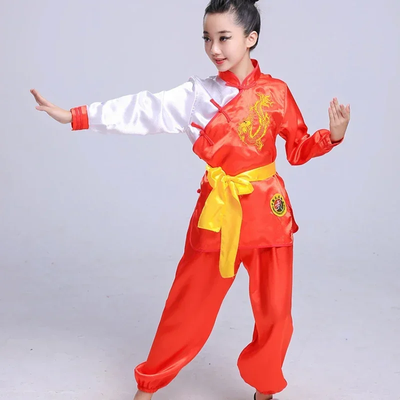 Pakaian Wushu tradisional Cina untuk anak-anak, seragam seni bela diri, setelan Kung Fu anak laki-laki dan perempuan, Set kostum penampilan panggung