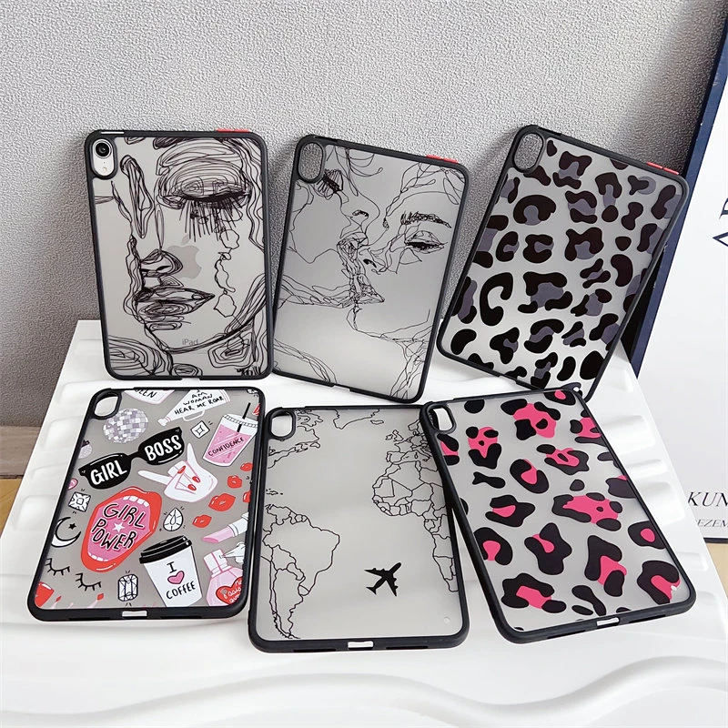 Sweet Cool Leopard Line Face Sketch Y2K Cover For iPad Pro 13 11th M5 M4 12.9 A16 8 7 9th 10th Air 11in M2 M3 Mini Tablet Case