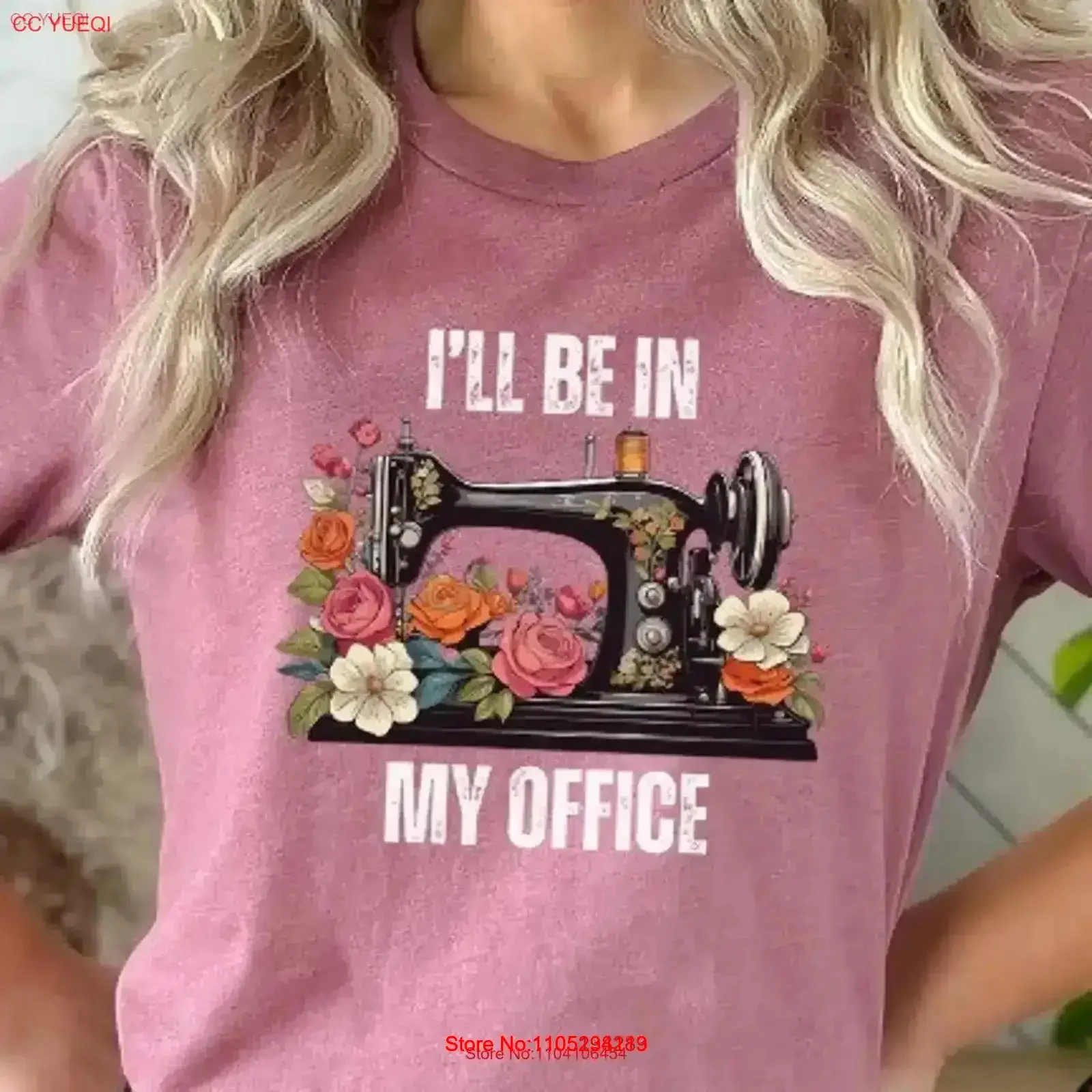Vintage Sewing Machine T Shirt I'll Be In My Office Funny Sew Lover Quilter Washed graphic Soft Stretched fashion vintage