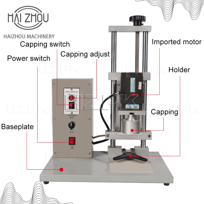 HAIZHOU Tabletop Electric Capping Machine Semi-Automatic Bottle Capper Suitable for Various Caps Efficient and Stable DHZ-450AM