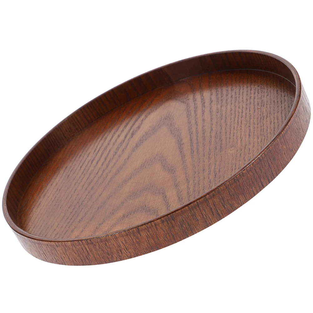 

Round Wooden Serving Tray Food Cake Dessert Fruit Snack Serving Tray For Party Coffee Table Decor Storage Wood Plate