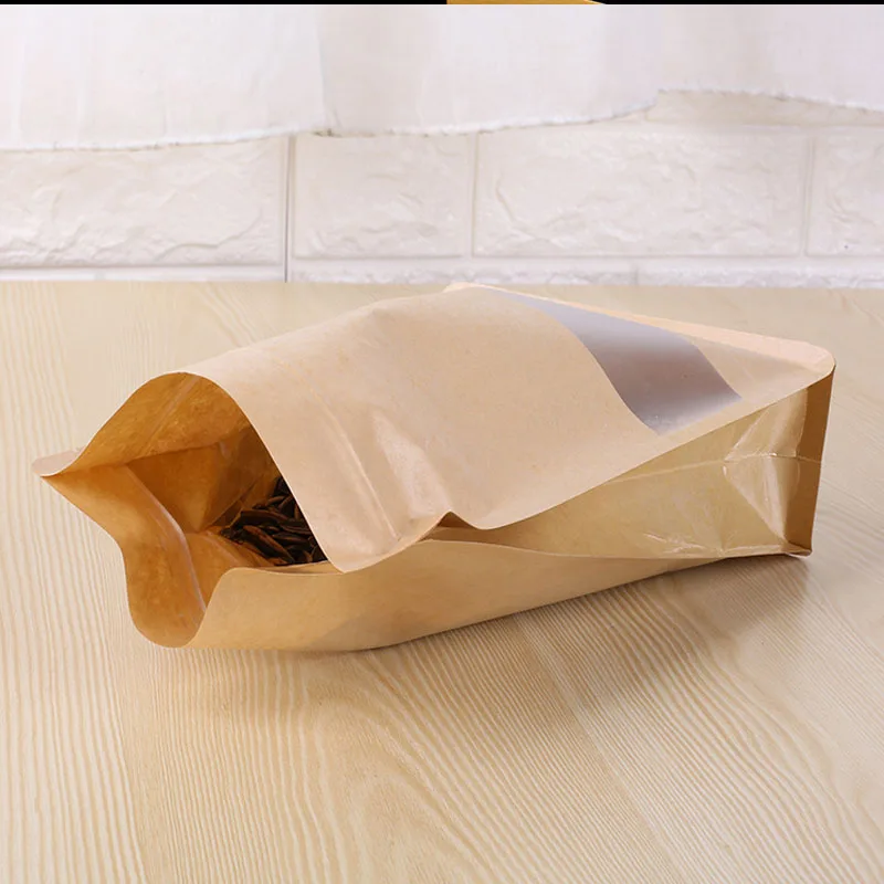 50/100Pcs Resealable Kraft Paper Zipper Bag Dried Food Fruit Tea Gift Package Waterproof Seal Food Storage Bags for Snacks Nuts