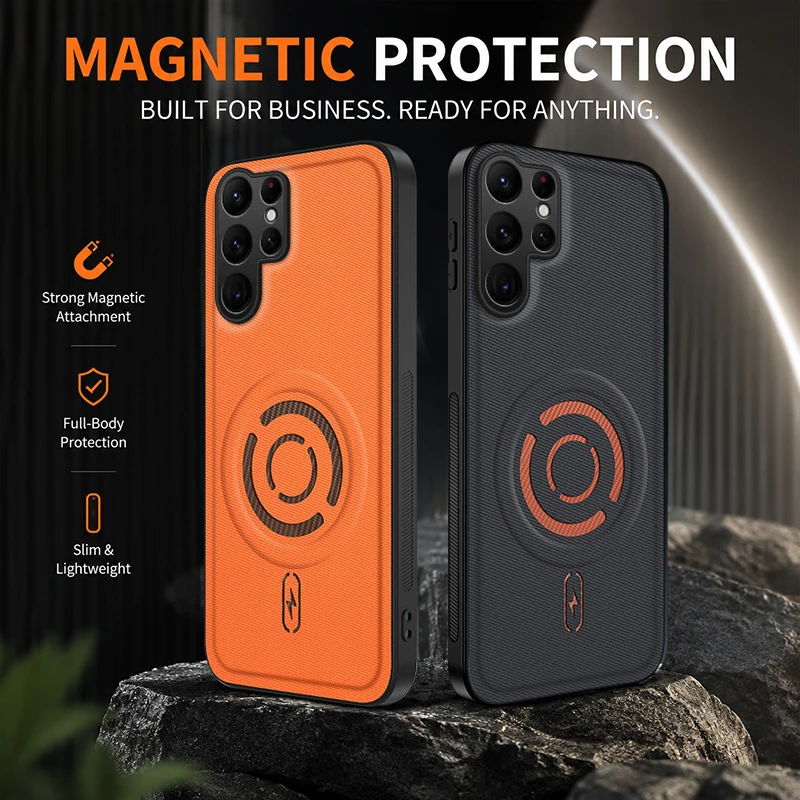 Luxury Magnetic Woven Fabric Phone Case For Samsung Galaxy S26 S25 S24 S23 S22 Ultra Plus FE Anti-Fingerprint Cloth Matte Cover