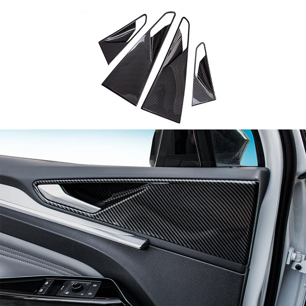 ABS carbon fiber grain inner door bowl and door scratch resistant cover accessories For Volkswagen VW ID.4 ID4 CROZZ 2021 2022