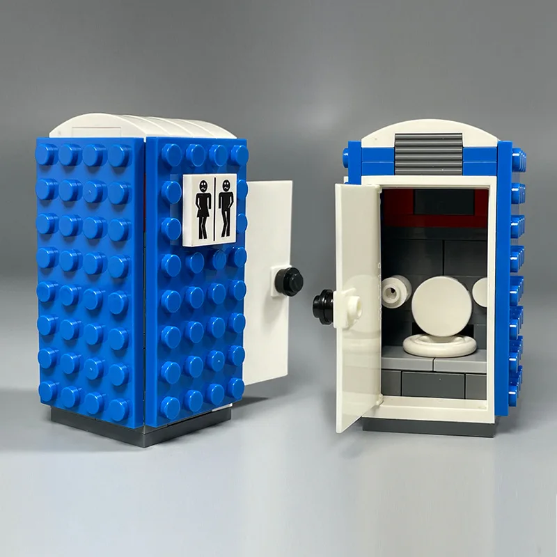 

City Scenes Mobile Portable Toilet Telephone Booth Street View Mini Architecture DIY Building Blocks Educational Kids Toys Gifts