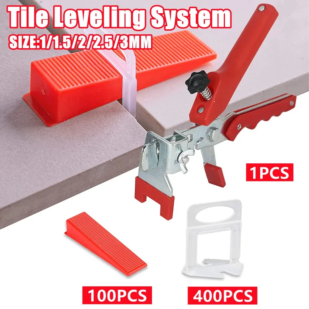 501Pcs Tile Leveling System 1/1.5/2/2.5/3MM Tiles Leveling Tool Kit with 400Pcs Tile leveler Spacers Clip+100Pcs Wedges+1 Pliers