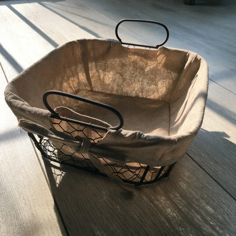 Metal Art Storage Baskets Industrial Style Kitchen Snack Storage Basket Picnic Bread Container