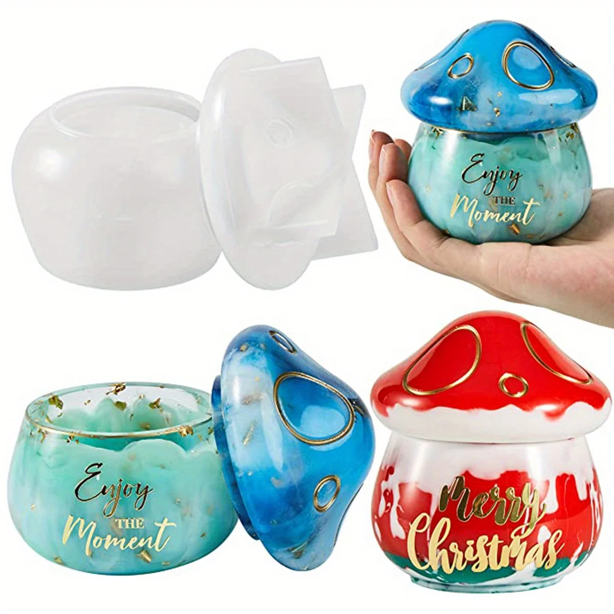 Crafty Cute Silicone DIY Mushroom House Resin Storage Jar with Lid, Unique Decorative Containers and Perfect Gift Ideas