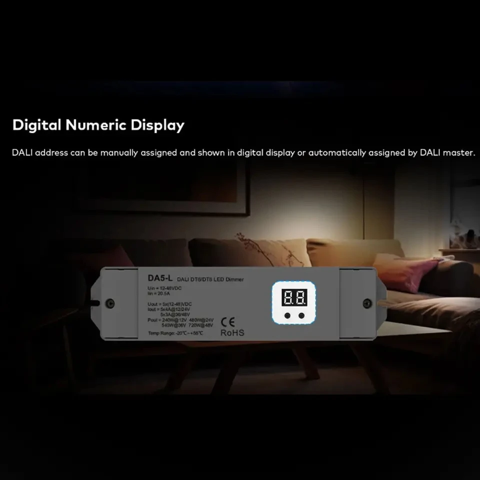 Skydance DA5-L(DT6/DT8)DALI LED Dimmer 5Channel Controller 5CH*4A 12V-48VDC