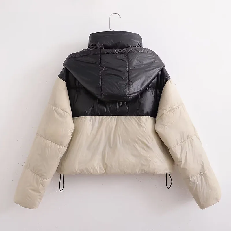 2024 Autumn Winter  Women's Cropped Puffer Jacket Stand Collar Padded Down Coat Packable Zipper Quilted Jackets Outwear