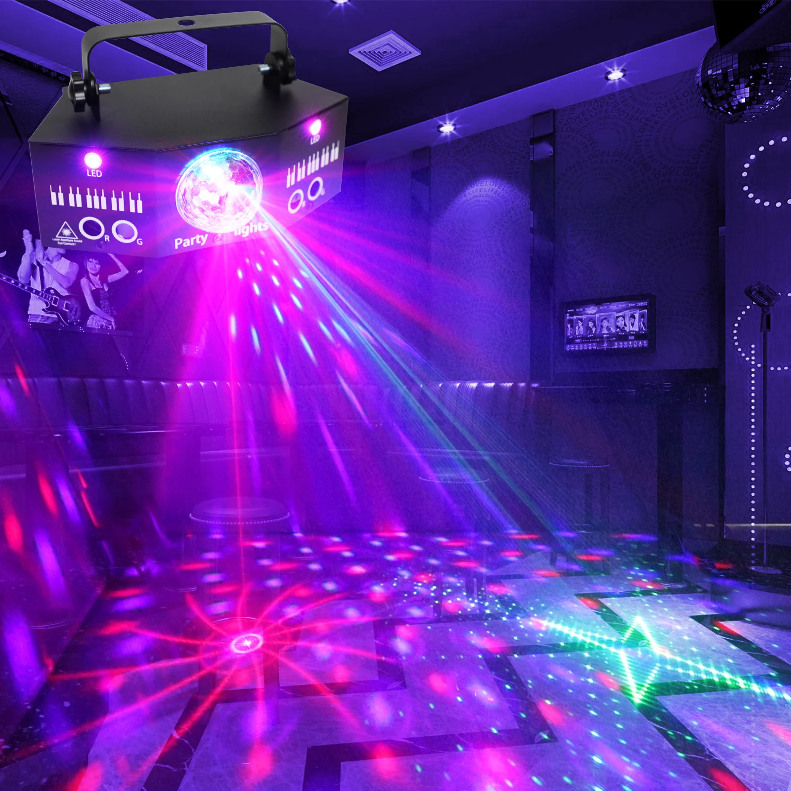 HCWE LED Oświetlenie Sceniczne Disco DMX512 Aktywowane Dźwiękiem Wewnętrzna Podłoga Taneczna na Imprezy Urodziny Święta Boże Narodzenie