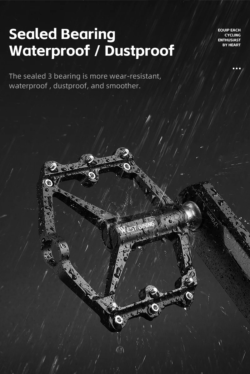 WEST BIKING Ultraleichtes Fahrradpedal 3 Lager Aluminiumlegierung Breites Fahrradpedal Rutschfestes MTB Rennrad-Pedal Fahrradzubehör – Detail 6